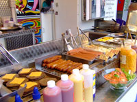 Some of the hot food available including Cheeseburgers, Hot Dogs, Chips